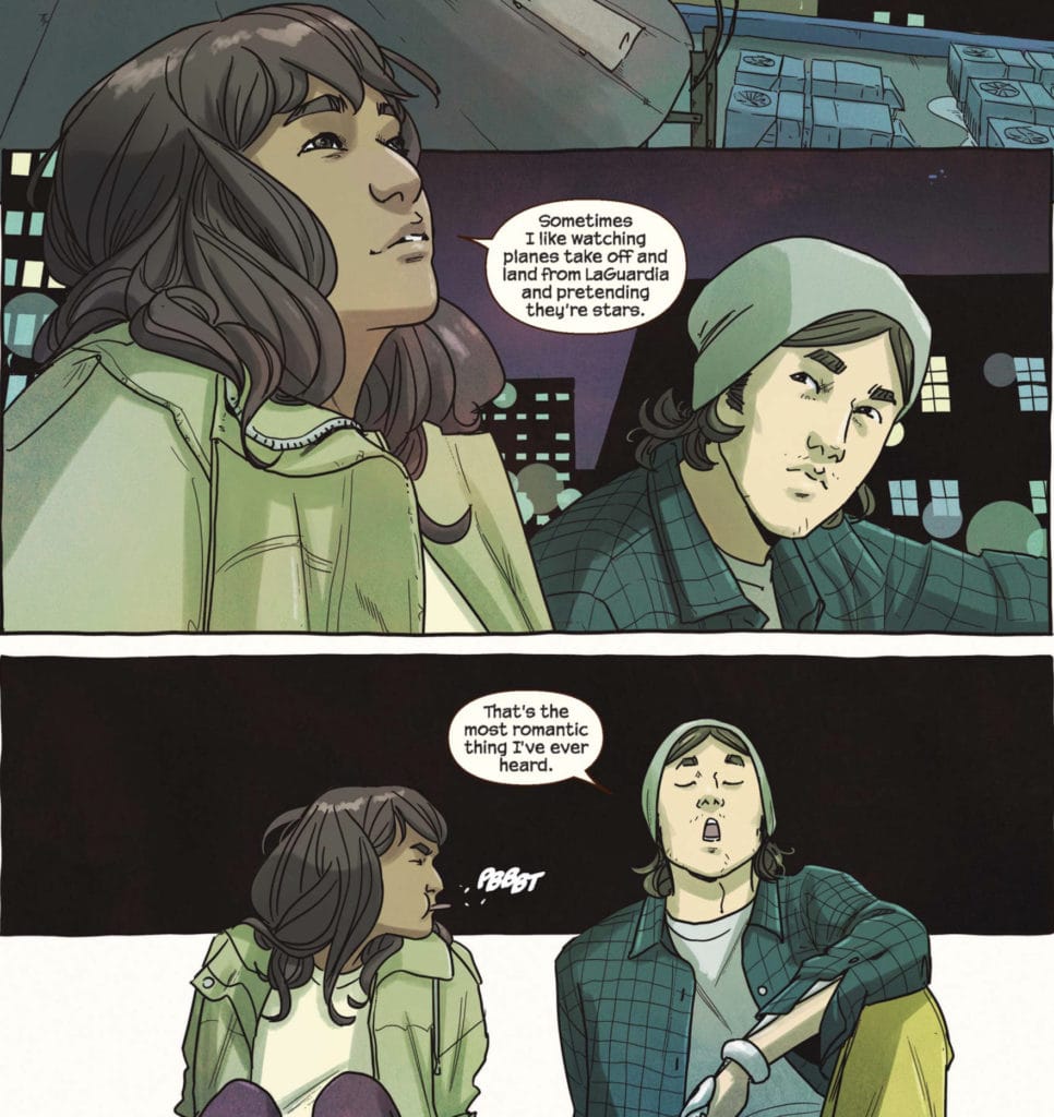 Kamala and Bruno on a rooftop