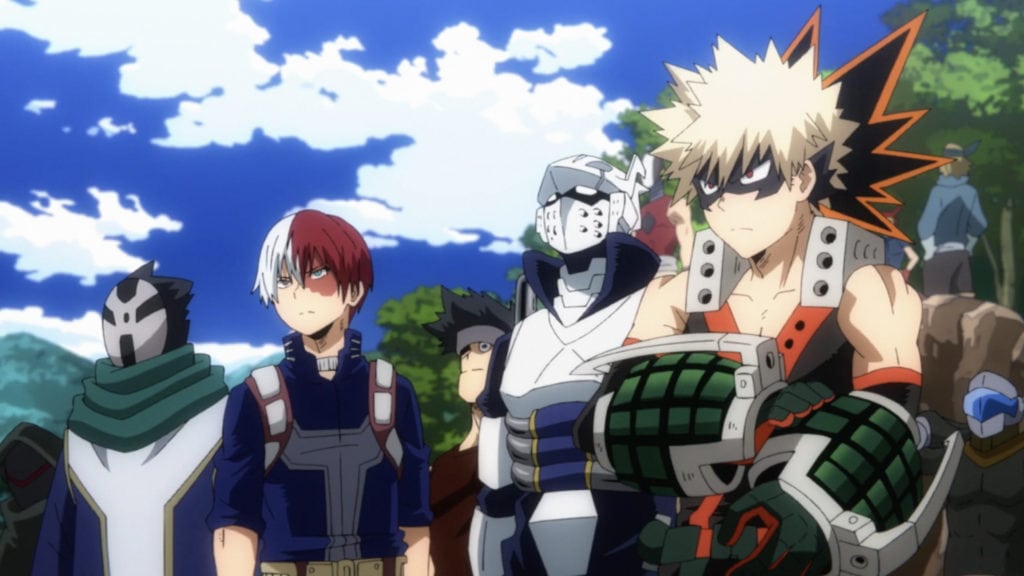 Shoto Todoroki, Tenya Iida und Katsuki Bakugo in Staffel 6 von My Hero Academia.