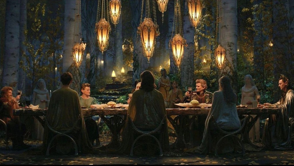 Elves and Dwarves dining together in The Rings of Power.