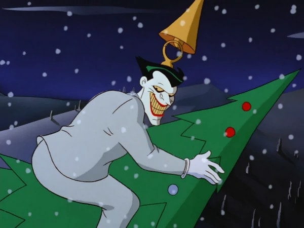 Joker flying on the Christmas tree in Batman: The Animated Series 