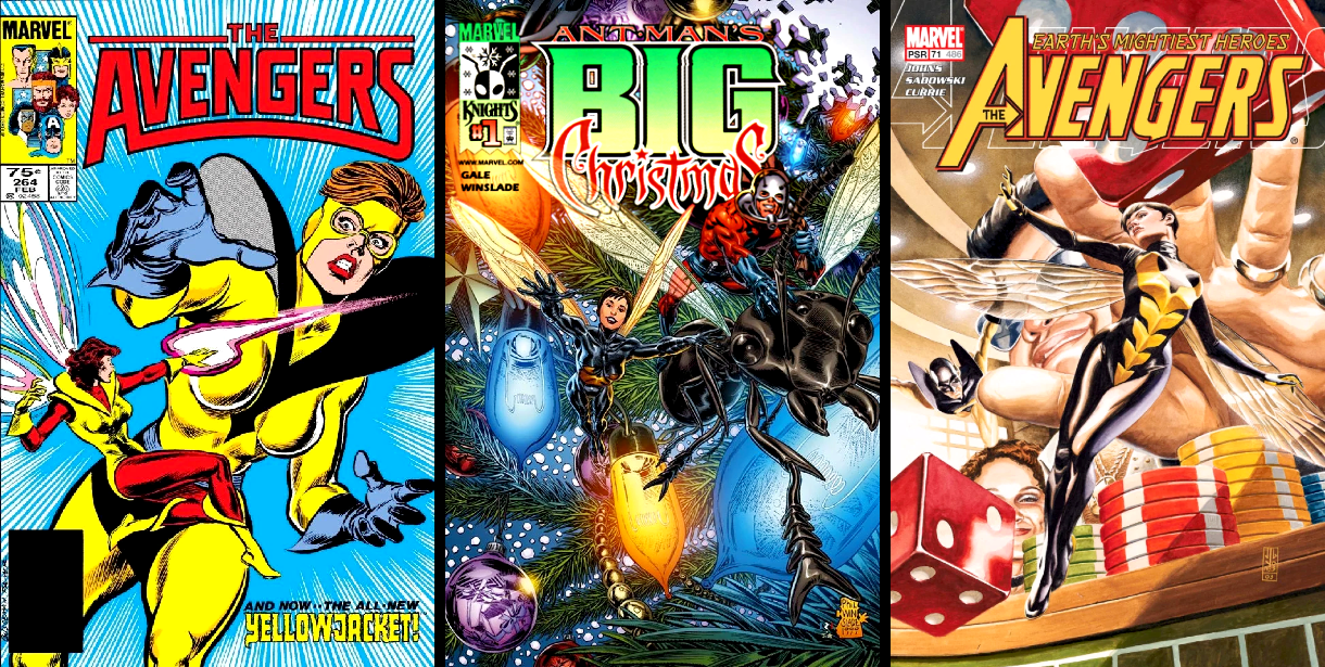 ant-man-and-the-wasp-comics-covers-1990s-2000s-rita-demara-yellowjacket-avengers-hank-janet-casino-big-christmas