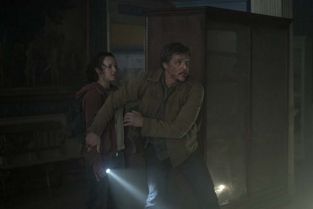Bella Ramsey as Ellie and Pedro Pascal as Joel in HBO's The Last of Us