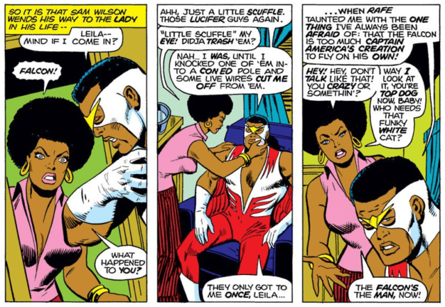 Leila Taylor and Sam Wilson Falcon in Captain America #178