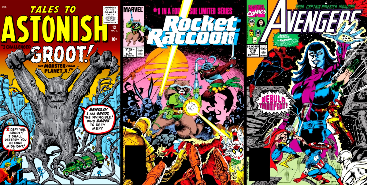 covers-1960s-1980s-1990s-groot-rocket-raccoon-nebula-classic-astonish-avengers